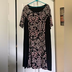 Elegant Black and Pink Patterned Dress